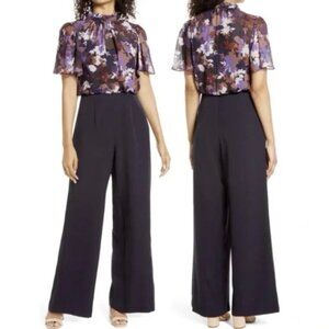 Julia Jordan Chiffon Floral Jumpsuit Wide Leg Trouser Pants Outfit Size 6 Womens